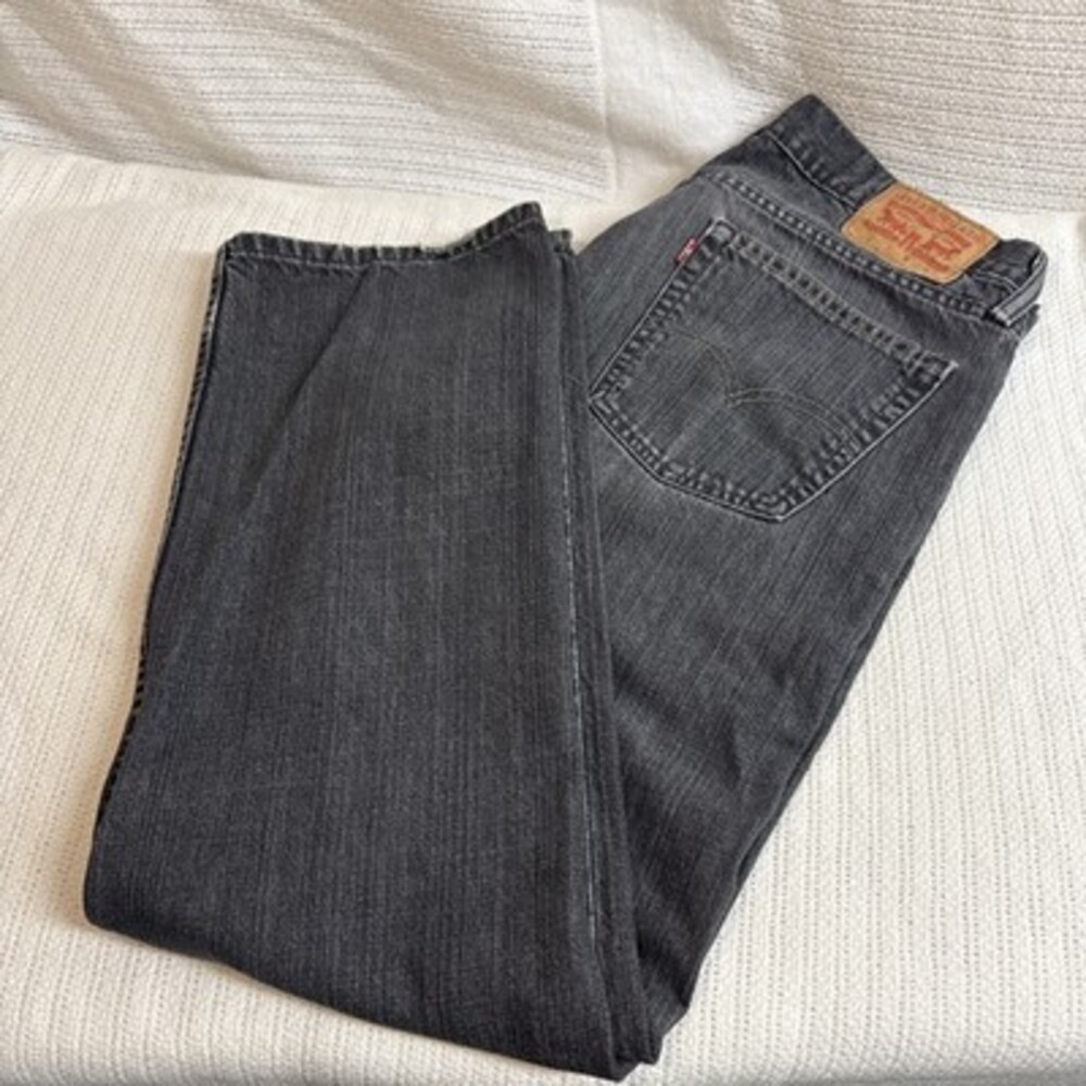 Levis 514 Jeans Mens 36x30 Gray Denim Straight Leg Zip Fly Dark Wash Classic
